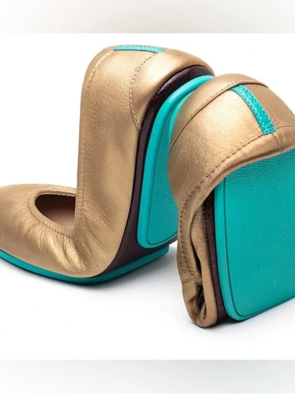 Tieks champagne gold leather size 8 ballet flats